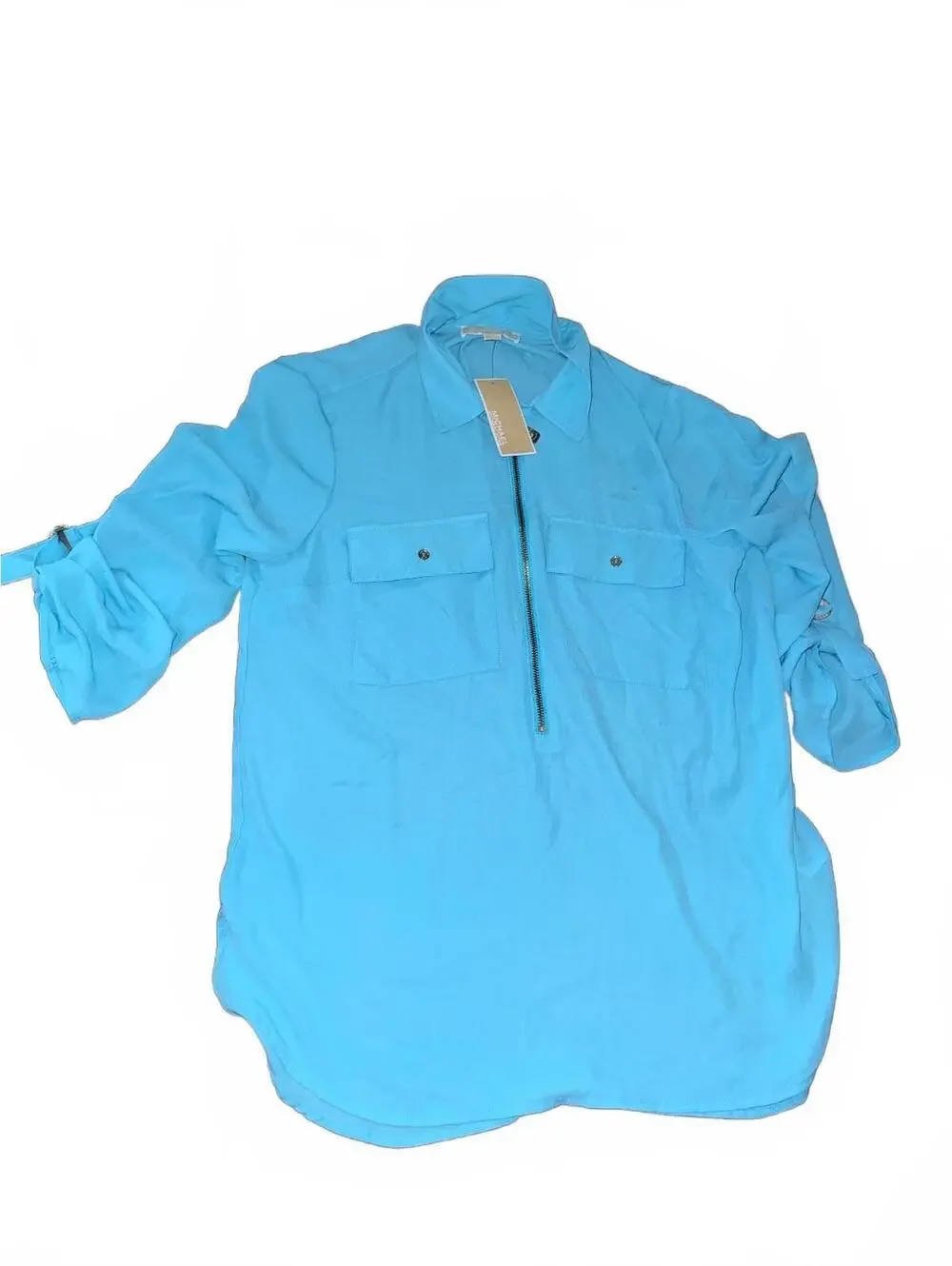 Michael Kors Turquoise Basics Long Sleeve Shirt Size L
